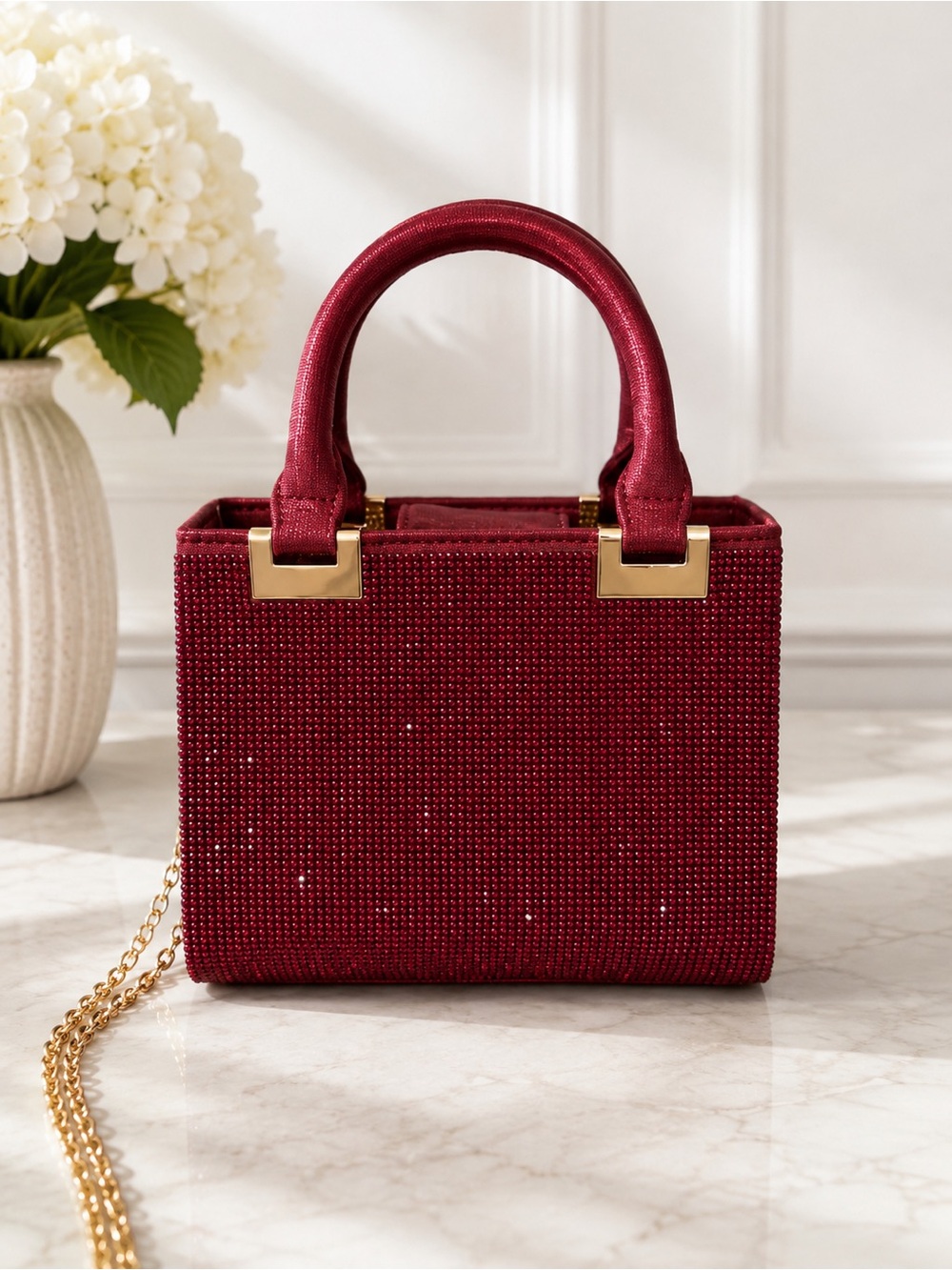 Jessica McClintock Burgundy Rhinestone Mini Handbag | NWT ✨🍷